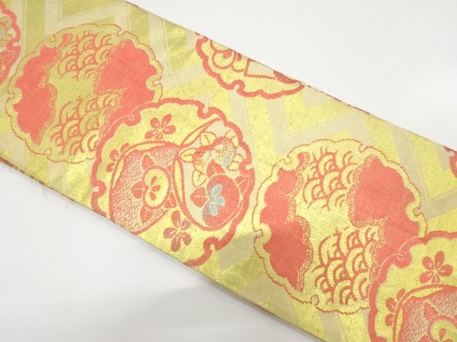 JAPANESE KIMONO / ANTIQUE OBI FOR KIDS / WOVEN FLOWER CLASSICAL PATTERN
